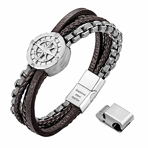 murtoo Herrenarmband, Lederarmband für Männer, Kompassarmband,...