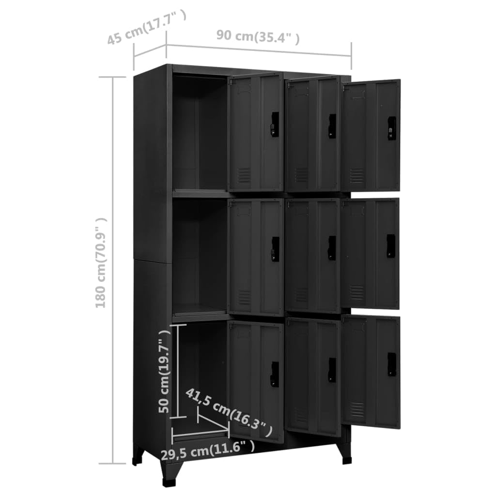 vidaXL Armoire à Casiers Classeur Meuble de Rangement Acier Anthracite 90x45x180 cm