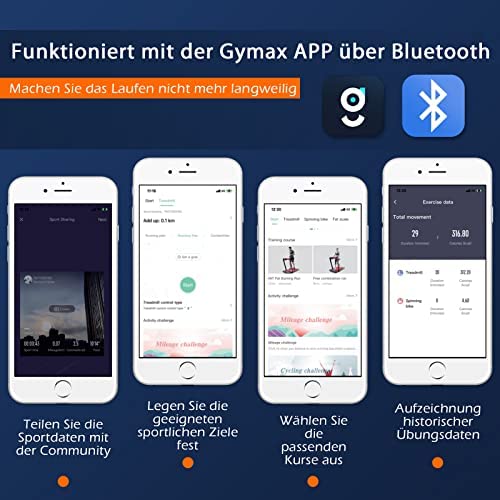 COSTWAY 2-in-1 loopband met app en afstandsbediening, bluetooth, 1-12 km/u, led-display, mobiele telefoonhouder, inklapbaar, tot 120 kg belastbaar (goud) - Afbeelding 5