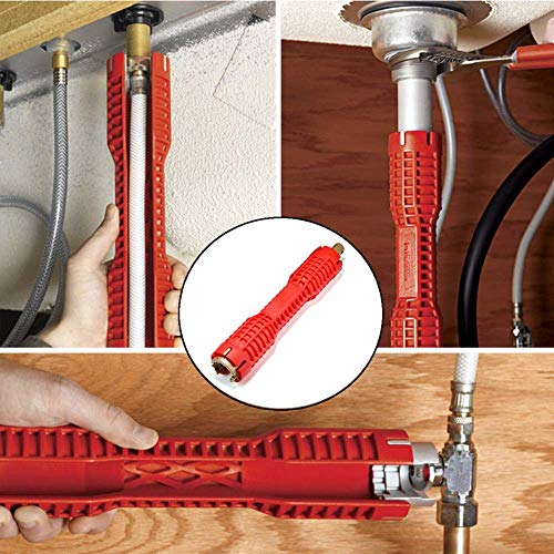 Multifunctional Faucet and Sink Installer Tool, Double Head Plumbing Fitting Faucet Wrench Sink Wrench Water Pipe Spanner Tackle for Plumbers and Homeowner's Kitchen Bathroom Toilet Bowl Installation