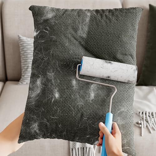 Image of Large Surface Extra Sticky Lint Roller 6.3'', 444 Sheets Long Handle Pet Hair Removal, Dog and Cat Lint Remover for Clothes, Furniture, Carpet