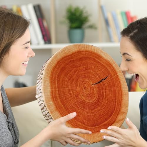 Log Pillow - Wood Round Throw Pillows,Realistic Cushion Decor Natural 2 Piece for Living Room Bedroom Tent Hotel Camping Home Experience – Image 4