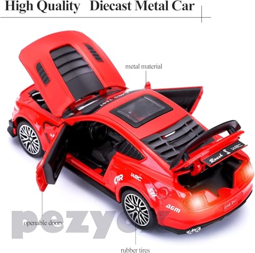 Image of Mustang Shelby GT500 Toy Car Scale Model,Pull Back Vehicles Alloy Simulation Supercar with Lights and Sound Also for Car Dashboard,Kids,Adult (Red)