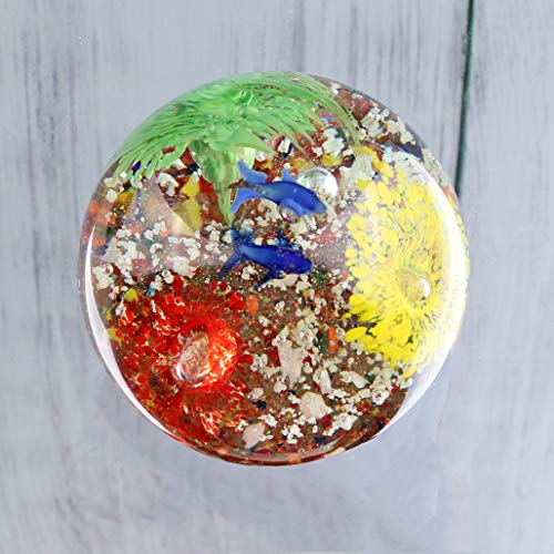 Xinkulas XINKULAS-002 Art Glass Ocean Ball Figurine Paperweight Hand Blown Fish And Coral Office Table Fengshui Decoration 3.14 Inches thumb #5