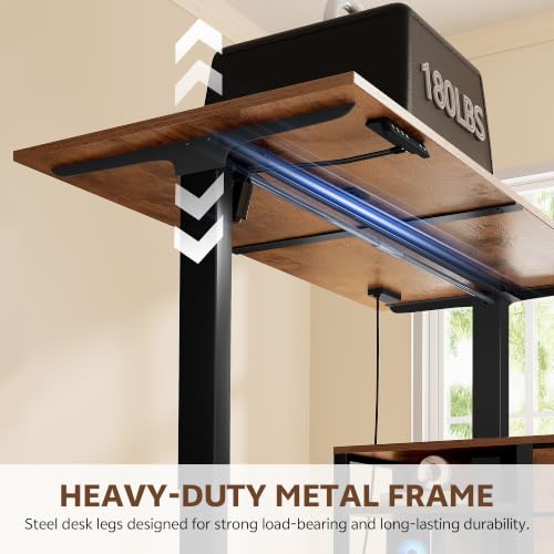 Image of 47'' L Shaped Desk with 3 Drawers Electric Standing Desks Rustic