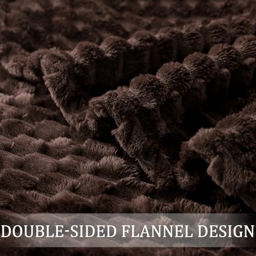 Exclusivo Mezcla Kuscheldecke Fleece Decke, Flauschige Sofadecke 150 x 200 cm, Jacquard-Überwurfdecke Wohndecke Tagesdecke, Warm und Leicht für Ganzjahreszeit, Braun
