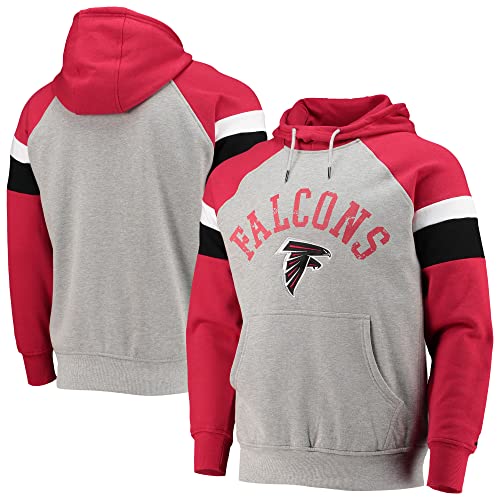 Starter Men's Heathered Gray/Red Atlanta Falcons Home Run Raglan Pullover Hoodie