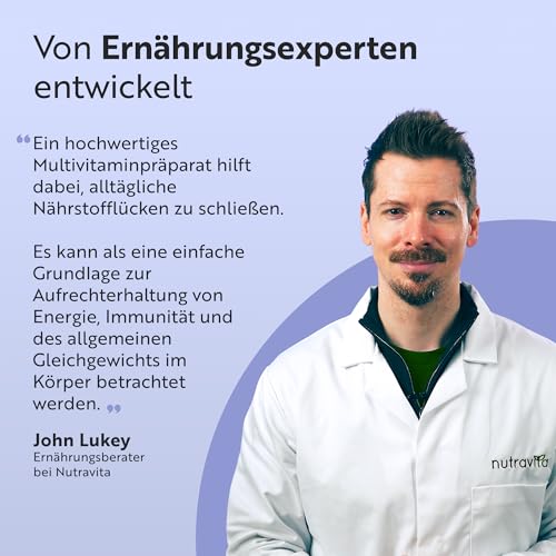 Nutravita Multivitamin & Mineralstoffe - 365 Hochdosierte Vegane Tabletten - Laborgetestet - Multivitamintabletten - 26 Vitamine & Mineralstoffe Komplex - Vitamine, Mineralien & Ergänzungsmittel