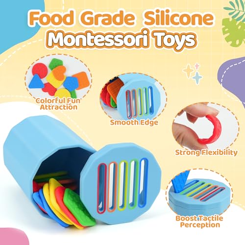 Image of Shape & Color Sorting Montessori Baby Toddler Toys for 1 2 3 Years Boys Girls, Silicone Montessori Toys for 1 Year Old, Fine Motor Skills Sensory Toddlers Toy 1 Year Old Girl and Boy Gift, Piece