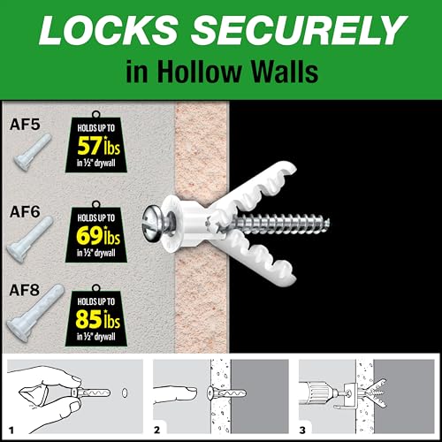 TOGGLER Alligator AF6 Flanged Anchor, Polypropylene, Made in US, for #6 to #12 Fastener Sizes (Pack of 100) - Thumbnail 5