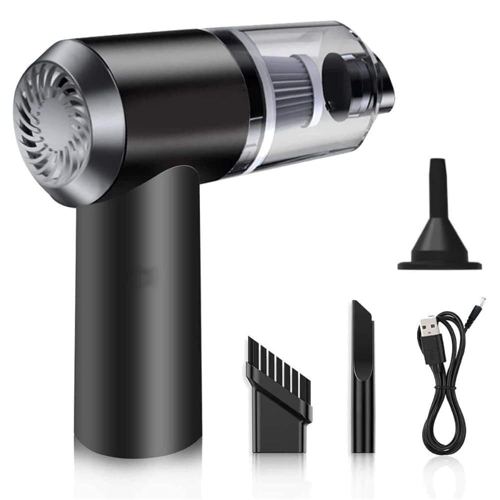 Cordless Handheld Vacuum Cleaner with HEPA Filter, Black | USB Rechargeable, 3 Nozzles Included, Washable HEPA Filter, For Car, Home & Office, Lightweight & Portable-image-12