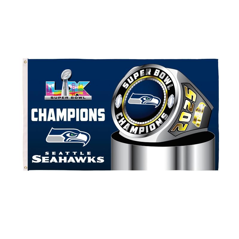 NFL Seattle Seahawks 2026 Super Bowl LX Championship 3 x 5 Outdoor Durable Flag with Grommets Heavy Duty Flag & Banner for Outdoor Garden Patio Decoration Indoor Wall Decor for Room Works with Flag Poles for Outside House