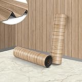 ReWallpaper 60CMx5M 3D Wood Panel Wallpaper Effect Rolls Thick Textured Wall Paper for Living Room Hallway Wood Slat Wallpaper Self Adhesive Foam Paneling Roll Wooden Grain Vintage