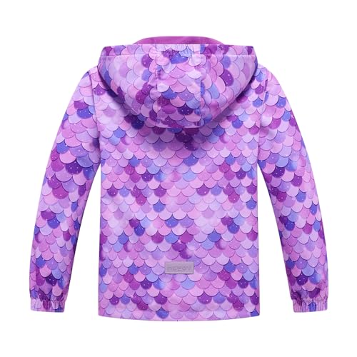 Image of MGEOY Boys Girls Rain Jacket Lightweight Waterproof Hooded Fleece Lined Raincoat Windbreakers for Kids