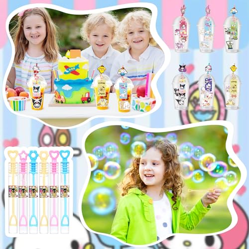 Oaroily 136Pcs Kitty Party Favors For Kids Birthday Party Supplies Decorations Reusable Straws Cups Gift Tags Stickers Keychains Stamps Bubble Wands Birthday Goodie Bag Stuffers thumb #5