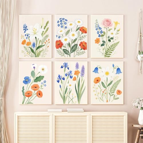 YALKIN 6 Stück Malen Nach Zahlen Erwachsene, Paint by Numbers Malen Nach Zahlen, DIY mit Pinseln und Acrylfarben Handgemalt Ölgemälde… – Ansicht 4