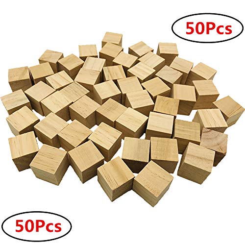 Unfinished Wooden Blocks 50Pieces 1 Inch Wooden Cubes Small Wood Cubes Unfinished Pine Cubes Blank Wood Square Blocks For Crafts And Diy Projects, Puzzle Making, By Fycooler #TOP1