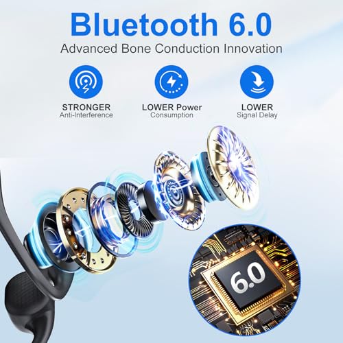 VDJUUY Bone Conduction Headphones, Bluetooth 6.0 Open Ear Headphones with HD Mic, 10Hrs Playtime Wireless Sports Earphones, IP67 Waterproof Headset for Running, Cycling, Hiking, Driving — view 2