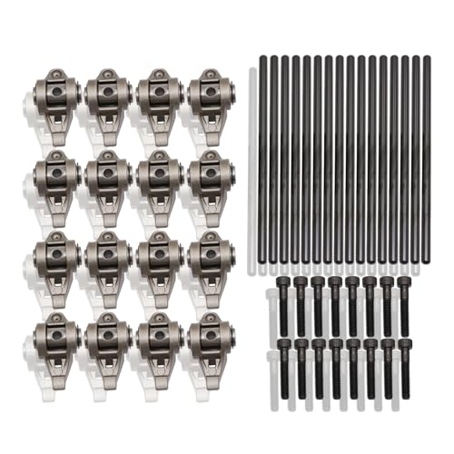 Priprilod Roller Rocker Arms + Pushrods Set 16x Compatible With Chevy GMC LS1/LS2/LS6/LR4 5300 LM7 L59 LM4 L33 4.8L 5.3L 5.7L 6.0L 6.2L #10214664, 12569167, 25100-01