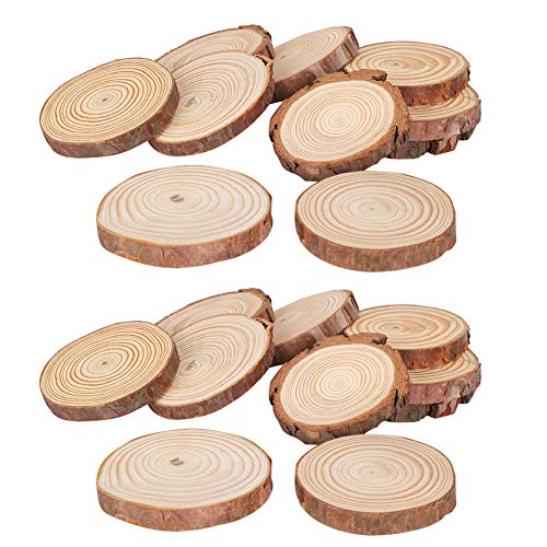 20 Unidades de Rodajas Redondas de Pino, Discos de Madera Natural sin Tratar para Manualidades, Decoración del Hogar y Accesorios Fotográficos