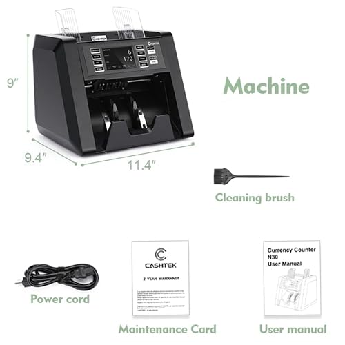 Cashtek N30 Money Counter Machine Mixed Denomination, Multi Currency Value Count, Cis/Uv/Mg/Ir Counterfeit Detection, Printer Enabled Cash Counter For Business #TOP6