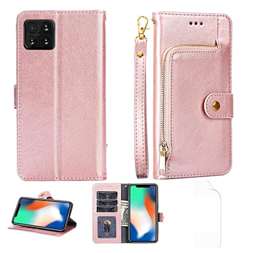 NUU B15 Case Flip Stand Case Compatible for NUU Mobile B15 S6701L Phone Case + Film Soft TPU Screen Protector Pink
