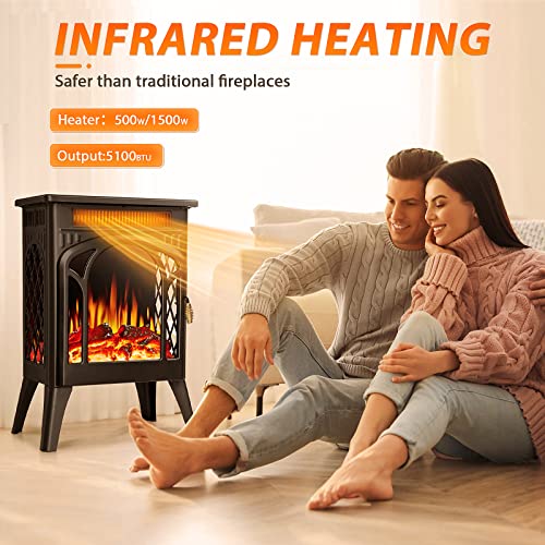 Antarctic Star 16-Inch Freestanding Electric Fireplace with Remote and 3D Flame Effect, ETL Certified for Indoor Use