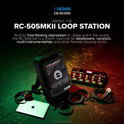 BOSS CB-RC505 Tragetasche | Offizieller, schlanker Rucksack für die RC-505mkII & RC-505 Loop Stations | Tasche für Laptop/Tablet | Außentasche für ein Mikrofon, Netzteil & mehr