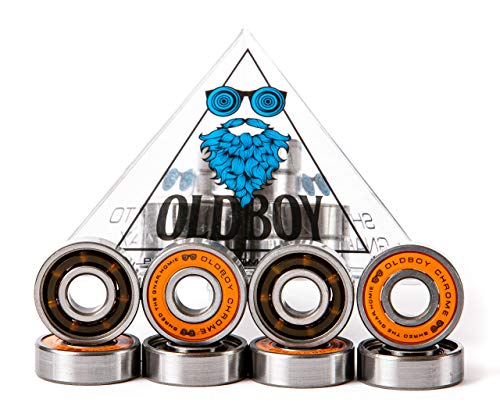 Oldboy Chrome Skateboard Bearings, Set Of 8 Bearings For Skateboard, Longboard, Inline Skates, Rollerblades, Lube Chrome Ball Bearings, Skateboard Accessories (608Rs Zro2 At 8 X 22 X 7 Mm) #TOP1