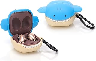 Silicone Case for Samsung Galaxy Buds2 Pro (2022), Galaxy Buds 2 (2021), Galaxy Buds Pro (2021), Galaxy Buds Live (2020), XMBYGY 3D Cartoon Cover with Keychain for Galaxy Buds Earbuds (Whale)