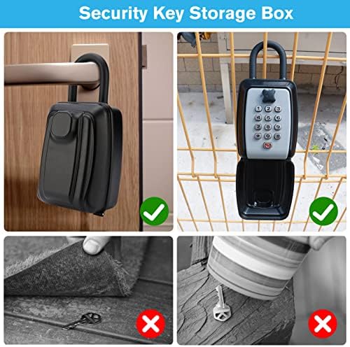 Holres Key Safe Key Lock Box with Resettable 12-Digit Combination Outdoor Hangable Key Box with Weatherproof Cover & Removable Shackle Safe Key Storage Box for Home Garage School Office Spare Keys