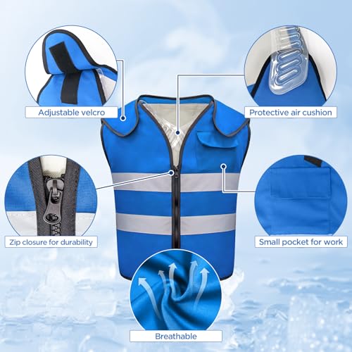 Hanari Large Cooling Vest for Men&Women with 24pcs Ice Packs, Adjustable Cooling Vests with Air Cushion for Hot Weather Work, Reflective Cooling Vest for Workout, Running, Fishing and Outdoor3