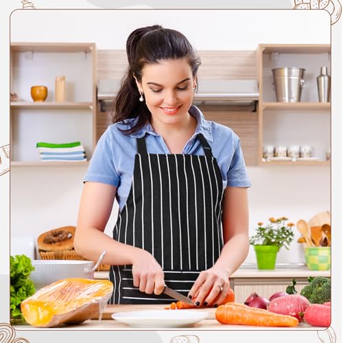 Livdouyu 2 Stück Schürze Kochschürze Damen Verstellbare Küchenschürze mit Taschen Männer Kittelschürze Baumwolle Schwarz Grau Schürze zum Kochen, Malen, Backen, Hausarbeiten