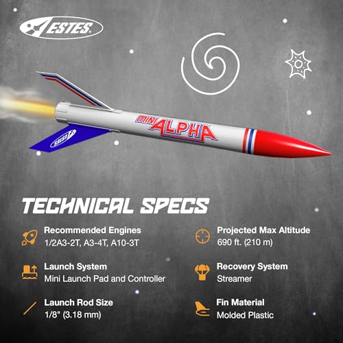 Estes Rockets 002098 Mini Alpha | Beginner Model Rocket for All Ages | Up to 690 ft | Model Rockect - Thumbnail 5