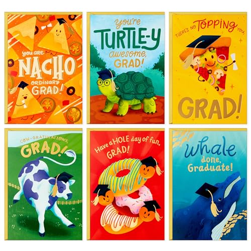Hallmark Graduation Cards for Kids Bulk Assortment (36 Cards with Envelopes) Pizza, Nachos, Turtle, Cow, Donut for Preschool, Kindergarten, Elementary and More
