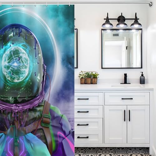 Rideau de douche imperméable anti-moisissure en polyester 140x183cm - 5