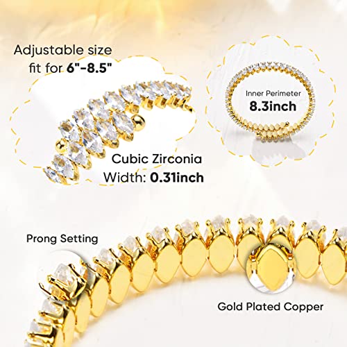 Cuff Tennis Bracelets For Women - Adjustable 8Mm Cubic Zirconia Dainty Classic Tennis Bracelet Fashion Jewelry Wedding Party Birthday Gift For Her Girlfriend Mom Wife Daughter Size 6.0-8.5 Inch #TOP3