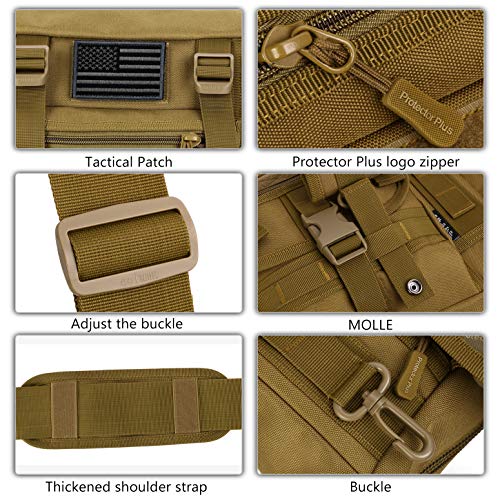 Protector Plus Tactical Messenger Bag Men Military Molle Sling Shoulder Pack Briefcase Assault Gear Handbags Outdoor Utility Carry Satchel Laptop Case (Patch Included), Black Camo #TOP6
