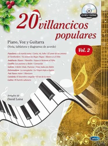 20 villancicos populares: piano, voz y guitarra - vol.2 (libro/cd) piano, voix, guitare