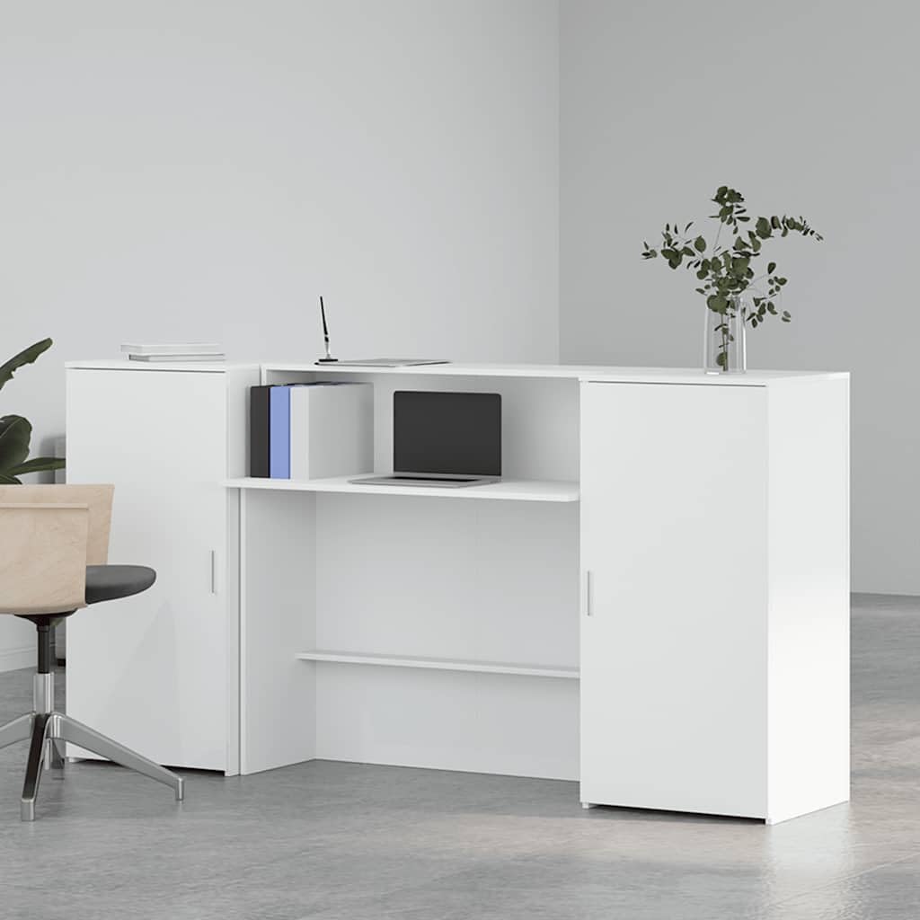 Genérico Mostrador de recepción Blanco 200x50x103,5 cm Madera ingeniería, Escritorios Blanco,3324214