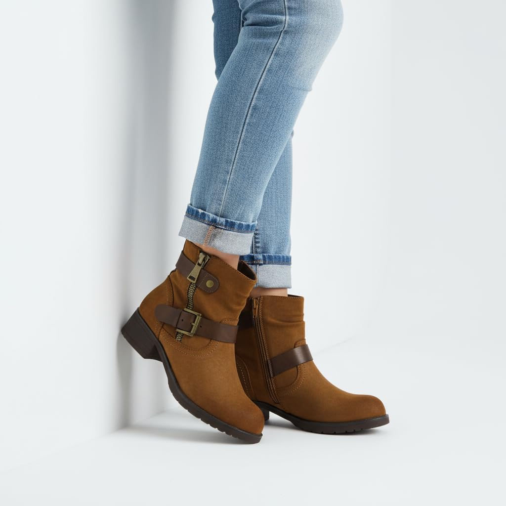 Dunes Max Motorcycle Womens Ankle Boots – Comfortable Booties for Women with Zipper & Buckle, Combat Boots Style, Memory Foam, Wide Width Options - Image 5