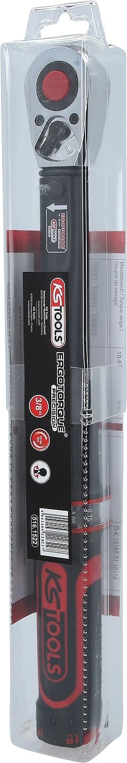 KS Tools 516.1522 Chiave Dinamometrica, ErgotorquePrecision con Testa a Cricco Reversibile, 5-50 NM, 3/8"