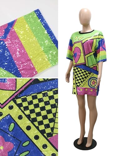Image of CUTUBLY Women's Sequin T Shirt Mini Dress for Concert, Birthday, Night Out, Festival