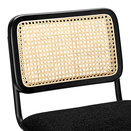 Finnhomy Modern Rattan Bar Stools Set Of 2 - Natural Woven Design, Swivel Seat, Footrest, And Cane Backrest, Height Adjustable Bar Chairs For Kitchen Counter And Dining Room, Velvet Black #TOP5