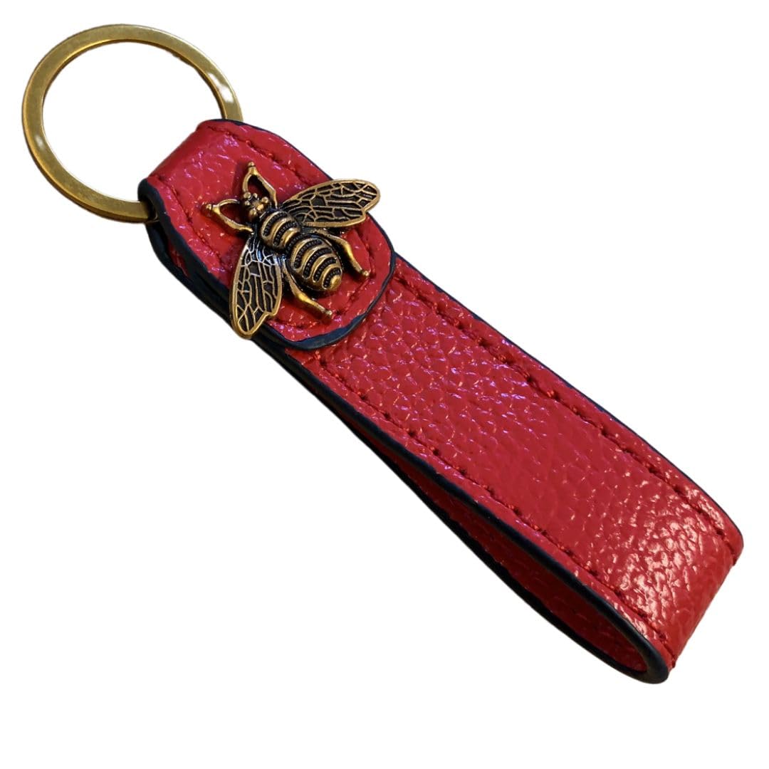 Love Emvy Red Leather Bee Keyring –