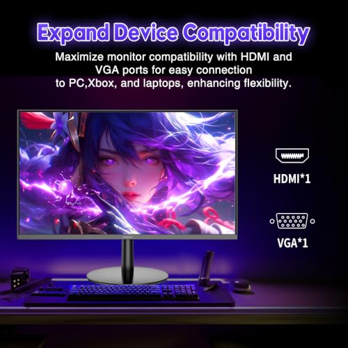 Image of Viewedge 24 Inch Gaming Monitor 1080p 144hz, VA 1ms FHD Computer Monitor | 100% sRGB, Bluelight Filter, HDMI & VGA Port, Support Wall Mount