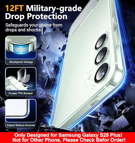 Image of SPIDERCASE Magnetic for Samsung Galaxy S25 Plus Case, with [3 Stand Ways][ Military Grade Drop Protection] with Invisible Stand Shockproof Slim Case Just for Samsung Galaxy S25 Plus 6.7 inch, Clear