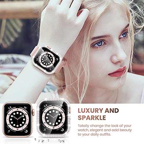 Tensea for Apple Watch Case with Screen Protector 44mm 40mm 38mm 42mm Accessories, SE Series 6 5 4 3 2 1 iWatch Bling Diamond Face Cover Built-in Tempered Glass Film, Protective PC Bumper Women Girl - Thumbnail 6