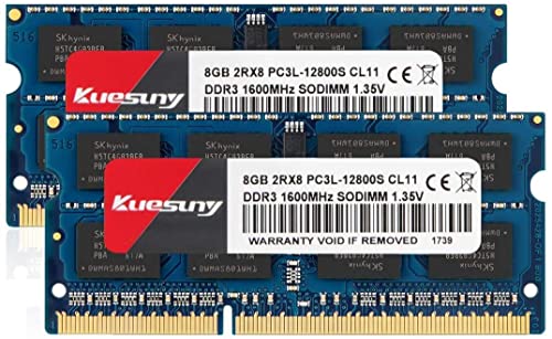 Kuesuny 16GB (2x8GB) PC3-12800 DDR3 1600MHz RAM for Apple MacBook Pro (Mid 2012), iMac (Late 2012, Early/Late 2013, Late 2014, Mid 2015), Mac Mini (Late 2012) | 204-Pin SODIMM Memory Upgrade Kit