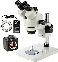 Vista 3 de Kit de accesorios para microscopio 3.5X-180X Trinocular Microscopio Aluminio Zoom Continuo Microscopio Juego de Microscopio Diapositivas